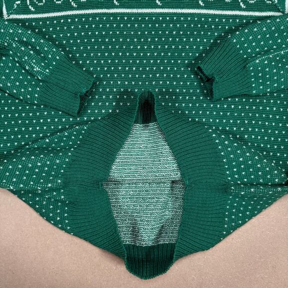 Vintage Wool Sweater Shamrock Irish Green St Patrick’s Day 80s Blarney Castle  L - Picture 6 of 8